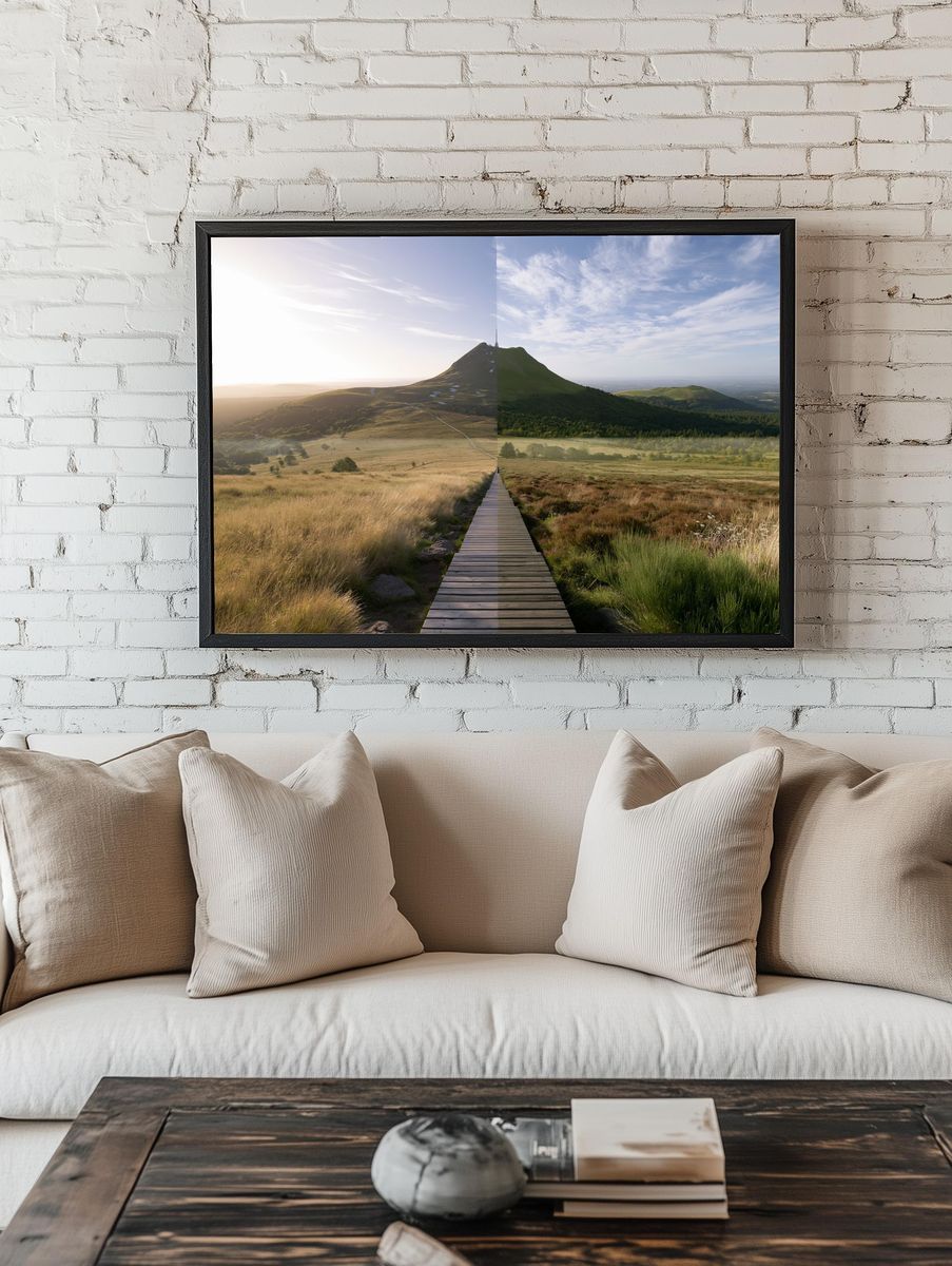 Misty Mountain Boardwalk Photography Print. — room view 1