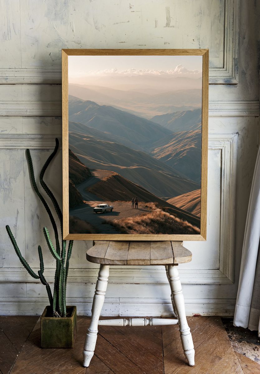 Golden Mountain Vista Photography Poster. room preview