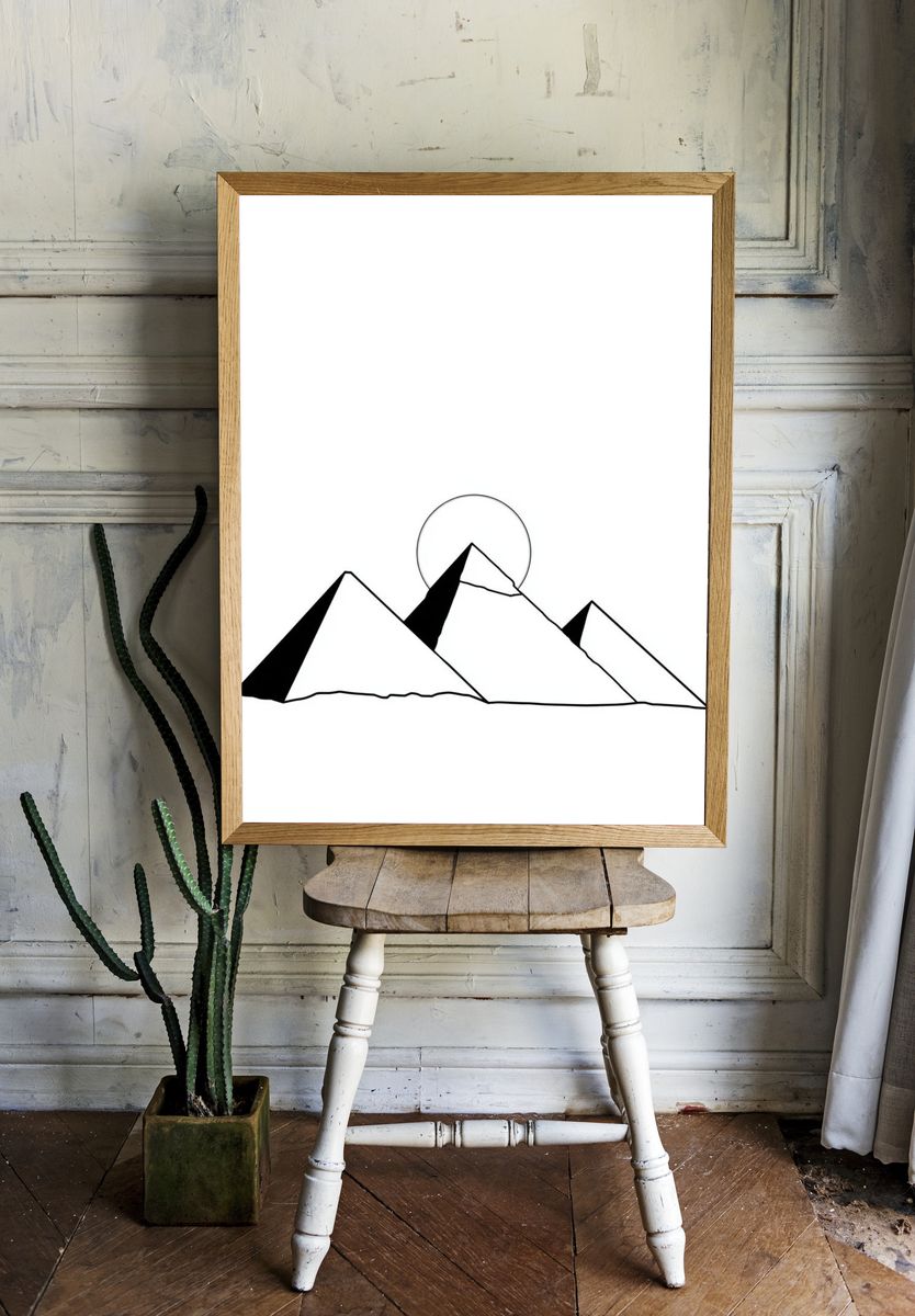 Minimal Mountain Line Art Poster. room preview