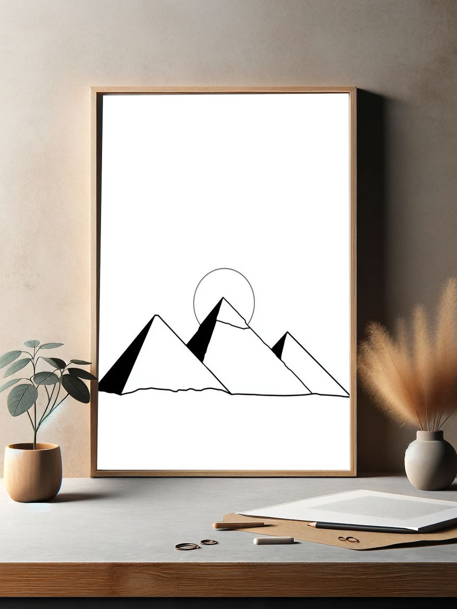 Minimal Mountain Line Art Poster. — room view 2