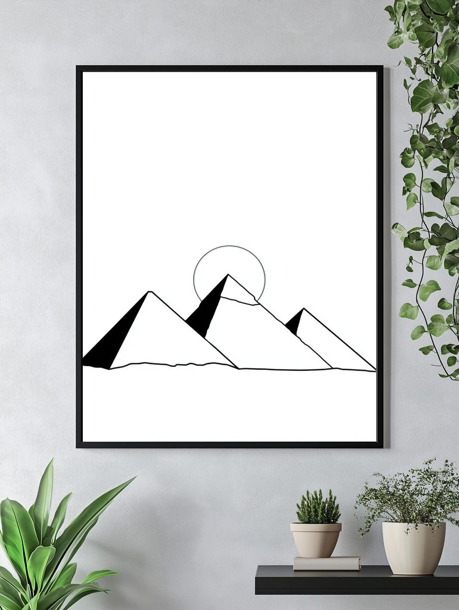 Minimal Mountain Line Art Poster. — room view 4