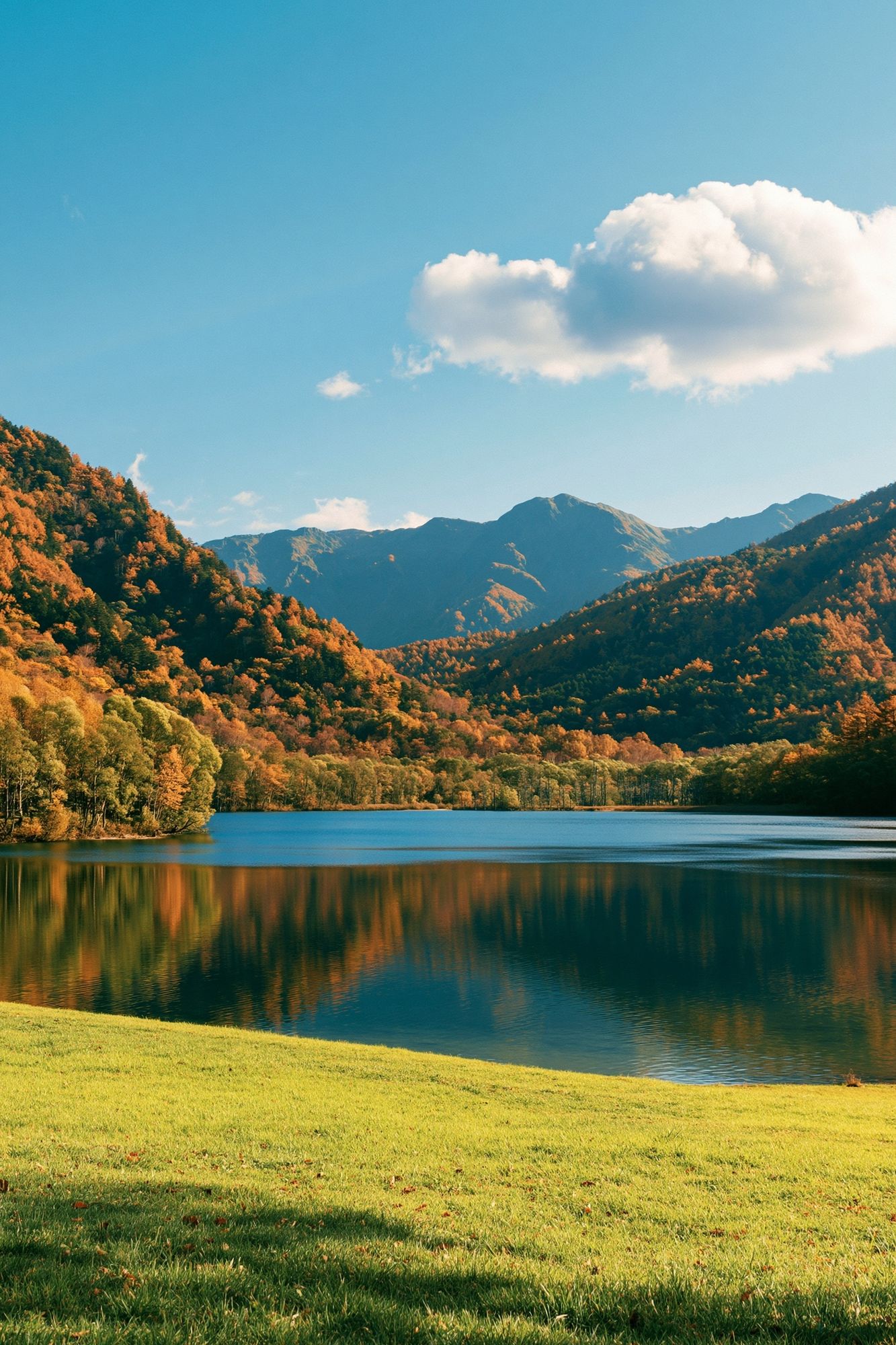 Autumn Mountain Lake Photography Poster. poster detail