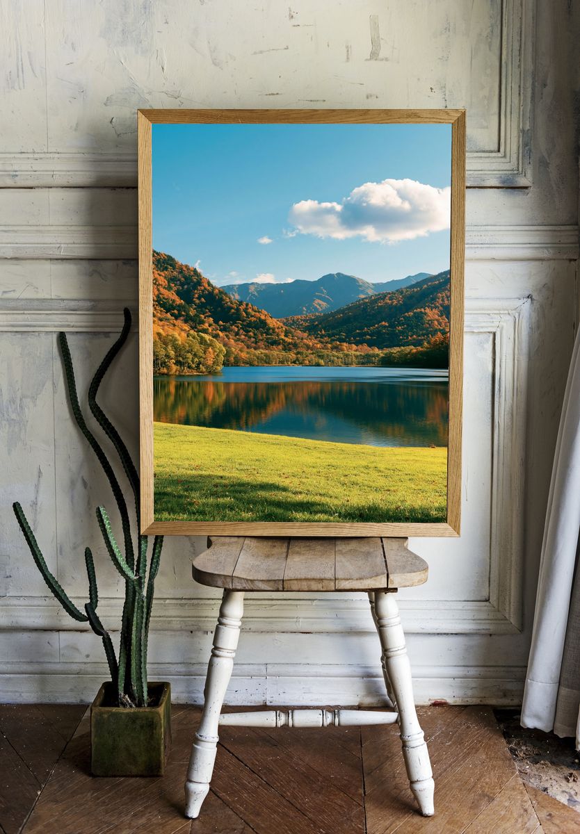 Autumn Mountain Lake Photography Poster. room preview