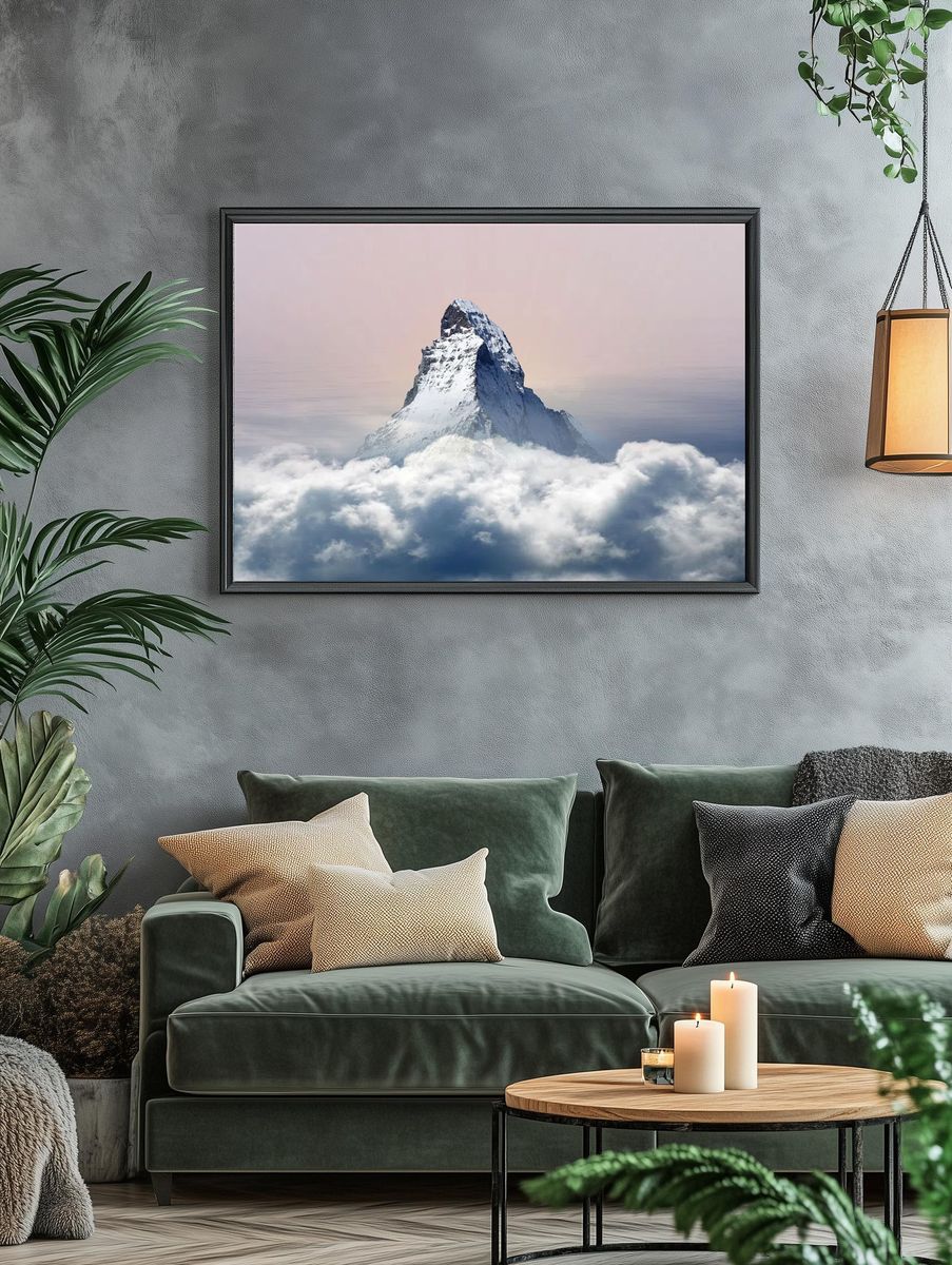 Majestic Mountain Peak — Nature Print. — room view 4