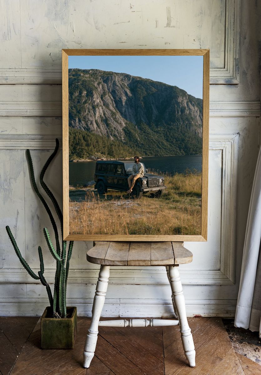 Mountain Lake Land Rover Photography Poster. room preview