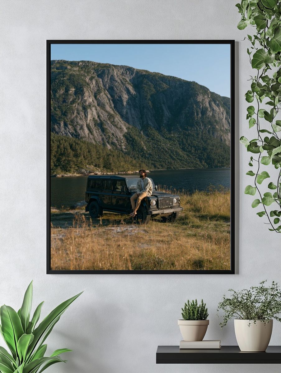 Mountain Lake Land Rover Photography Poster. — room view 4
