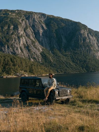 Mountain Lake Land Rover Photography Poster.