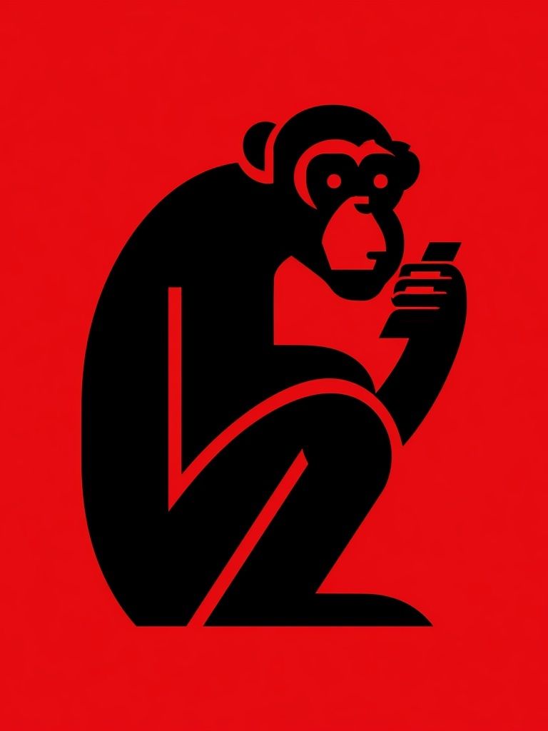 Monkey Silhouette Typography Poster. poster — illustration art