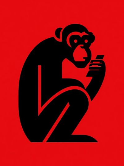 Monkey Silhouette Typography Poster.