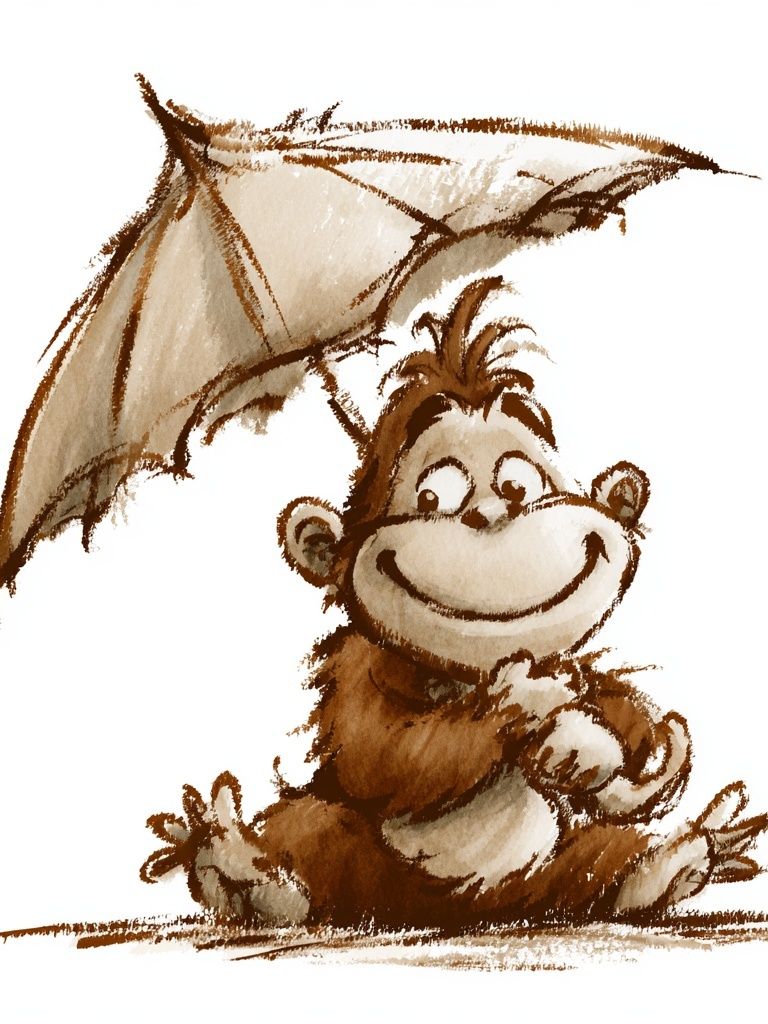 Smiling Monkey Watercolor Poster. poster detail