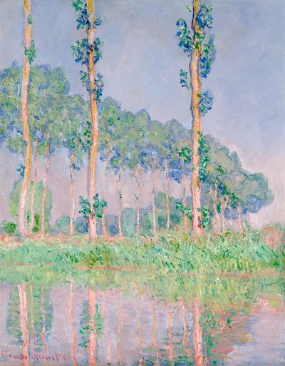 Claude Monet 's Poplars, Pink.