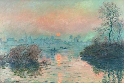 Sun setting Seine Lavacourt (1880). poster