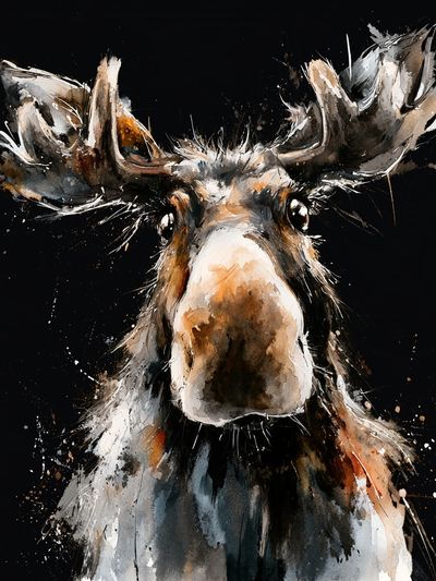 Moose Watercolor Poster.