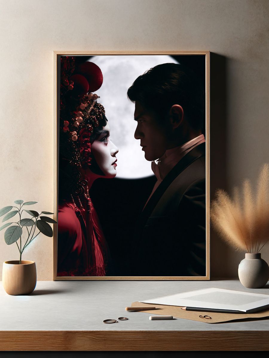 Moonlit Lovers Photography Poster. — room view 2