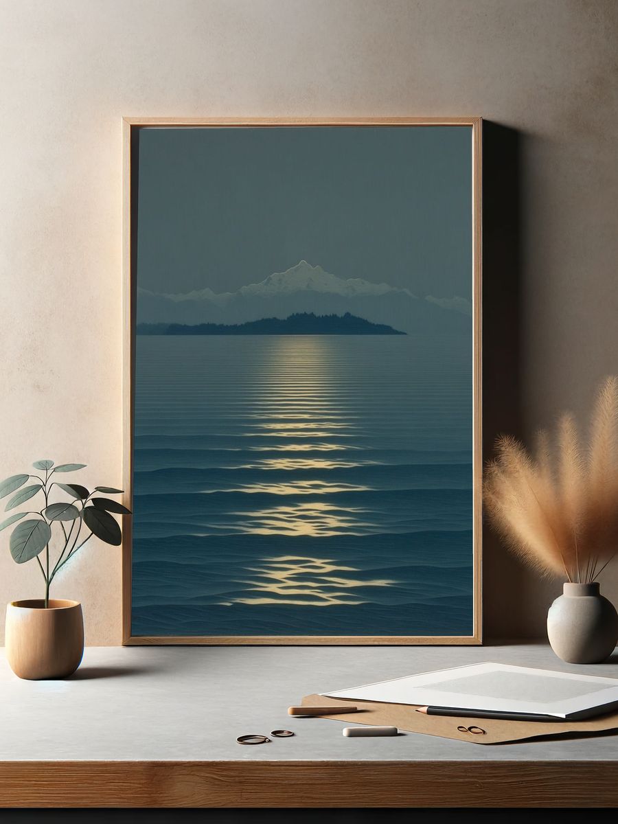 Moonlit Ocean Reflection — Fine Art Print. — room view 2