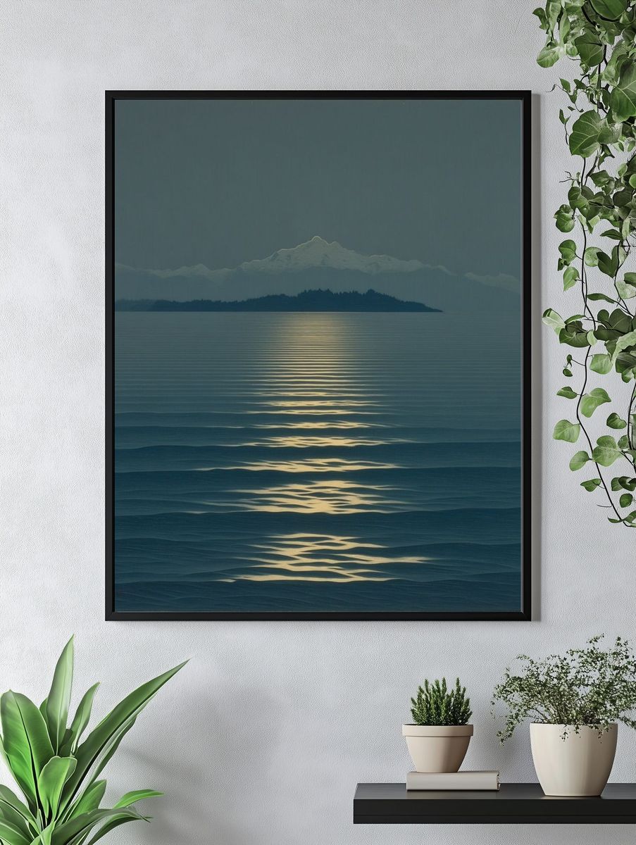 Moonlit Ocean Reflection — Fine Art Print. — room view 4