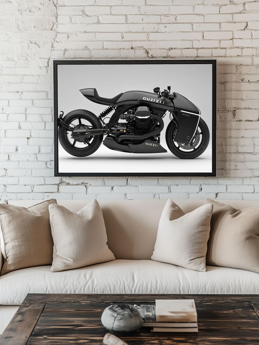 Moto Guzzi Custom Motorcycle Photography Poster. room preview