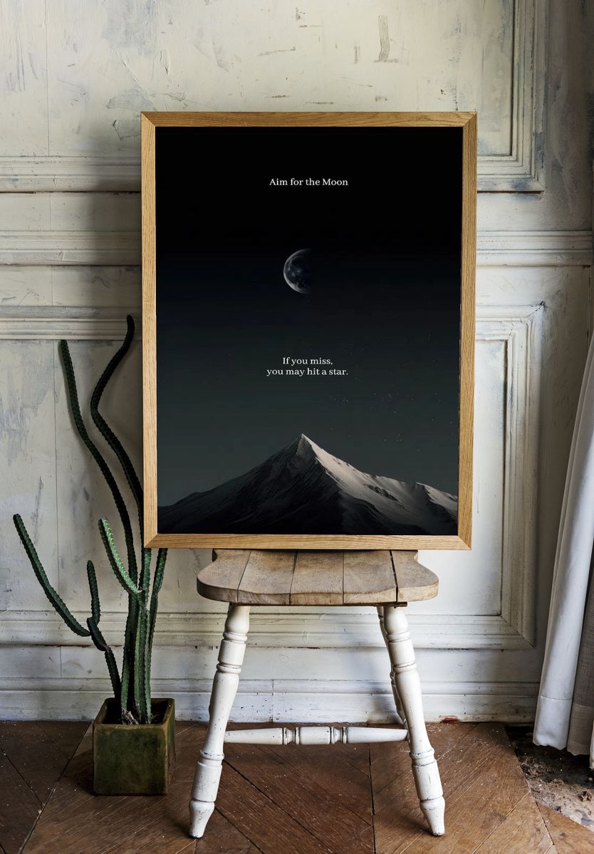 Aim for the Moon — Motivational Print room preview