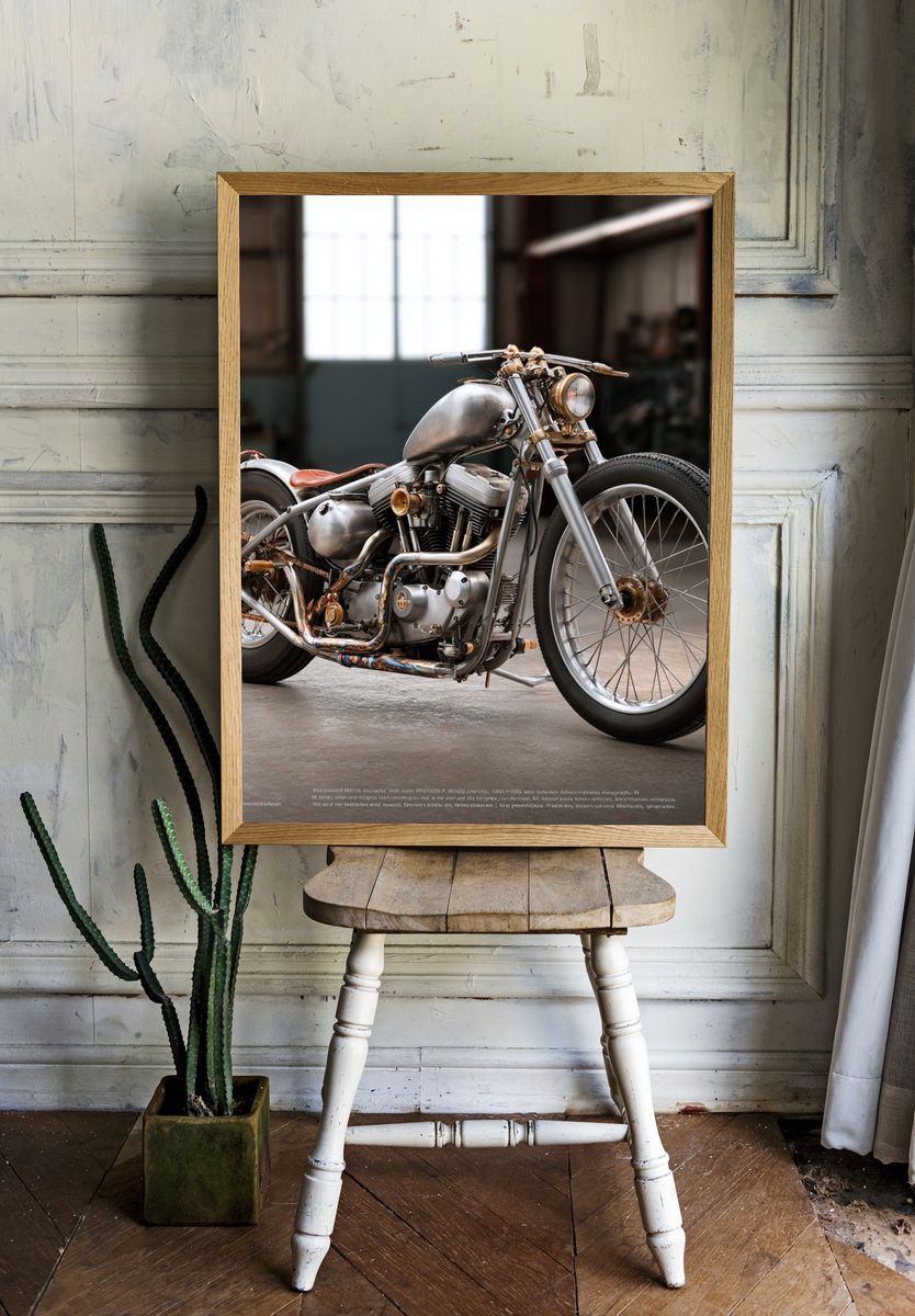 Custom Chopper Motorcycle Photography Poster. — room view 1