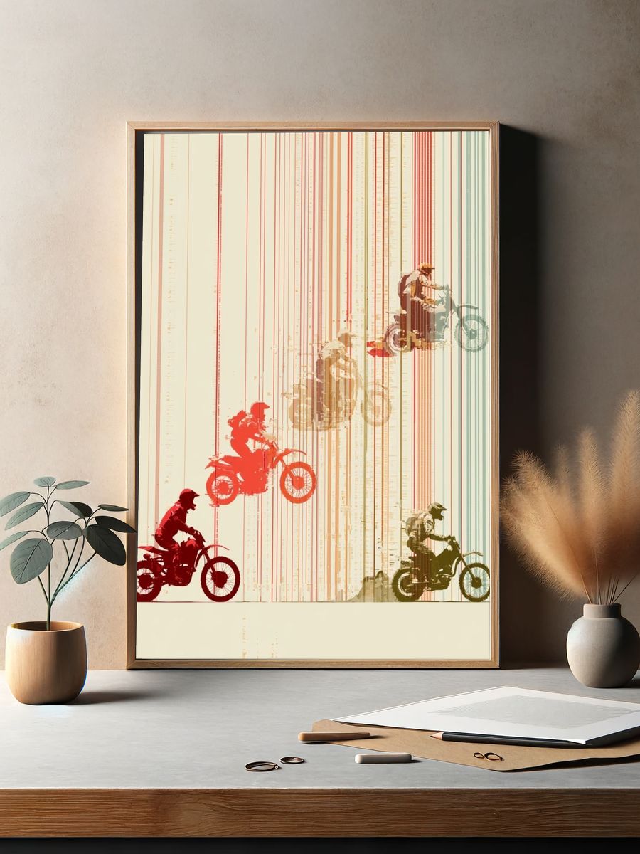 Motocross Riders Abstract Poster. — room view 2