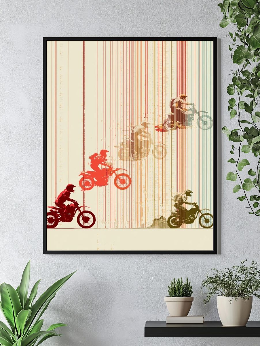 Motocross Riders Abstract Poster. — room view 4