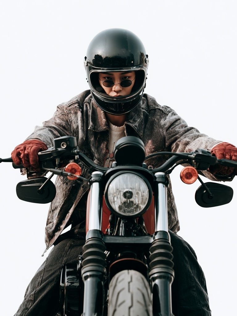 Motorcycle Rider Portrait Print. poster detail