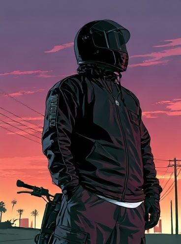 Motorcyclist Sunset Illustration Poster. poster — illustration art