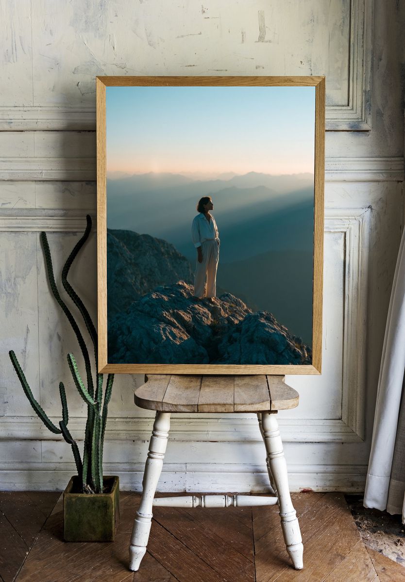 Mountain Summit Portrait Print. — room view 1