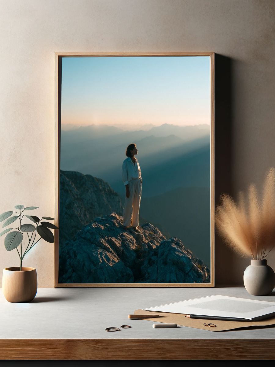 Mountain Summit Portrait Print. — room view 2