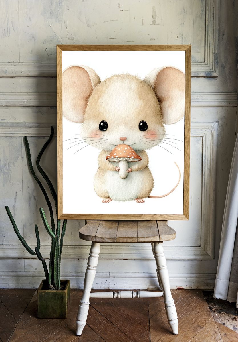 Cute Mouse Watercolor Poster. — room view 1