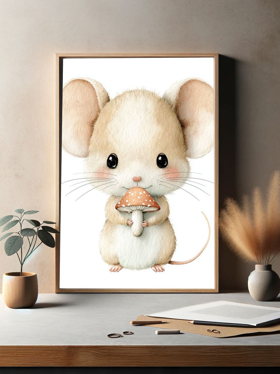 Cute Mouse Watercolor Poster. — room view 2