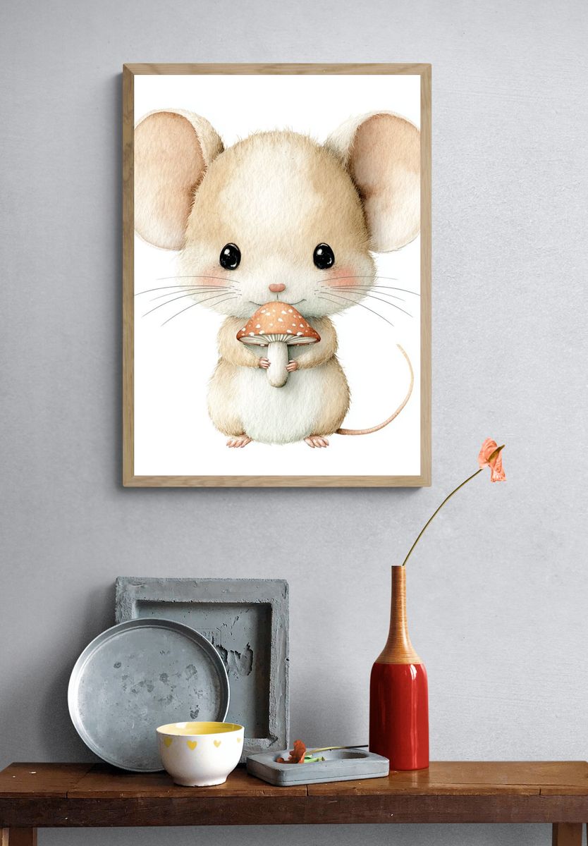 Cute Mouse Watercolor Poster. — room view 3