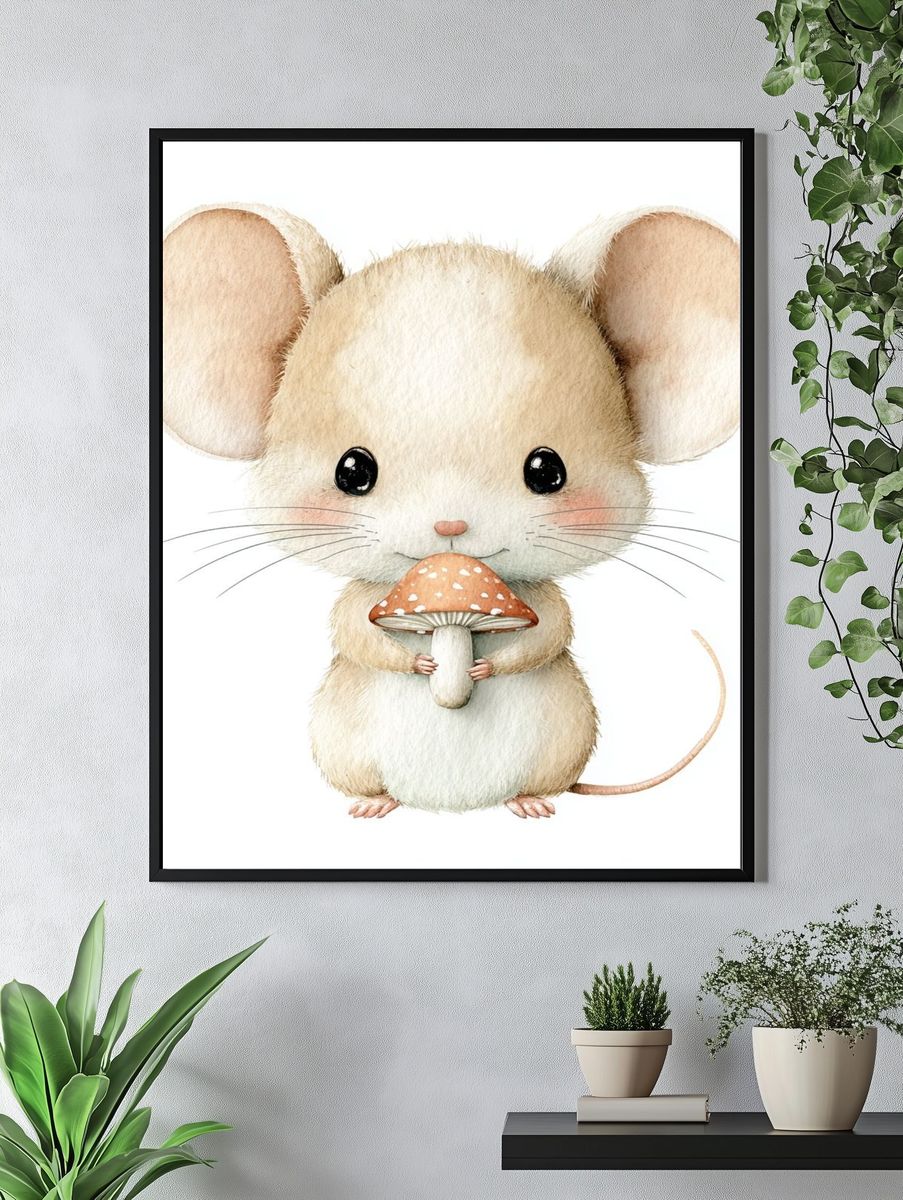 Cute Mouse Watercolor Poster. — room view 4