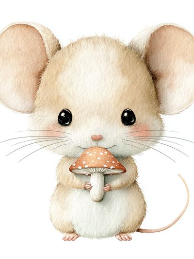 Cute Mouse Watercolor Poster.