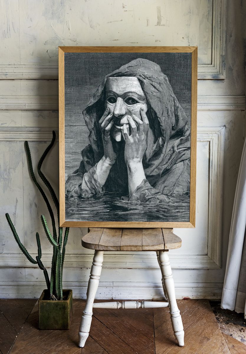 Mourning Figure Engraving Poster. — room view 1