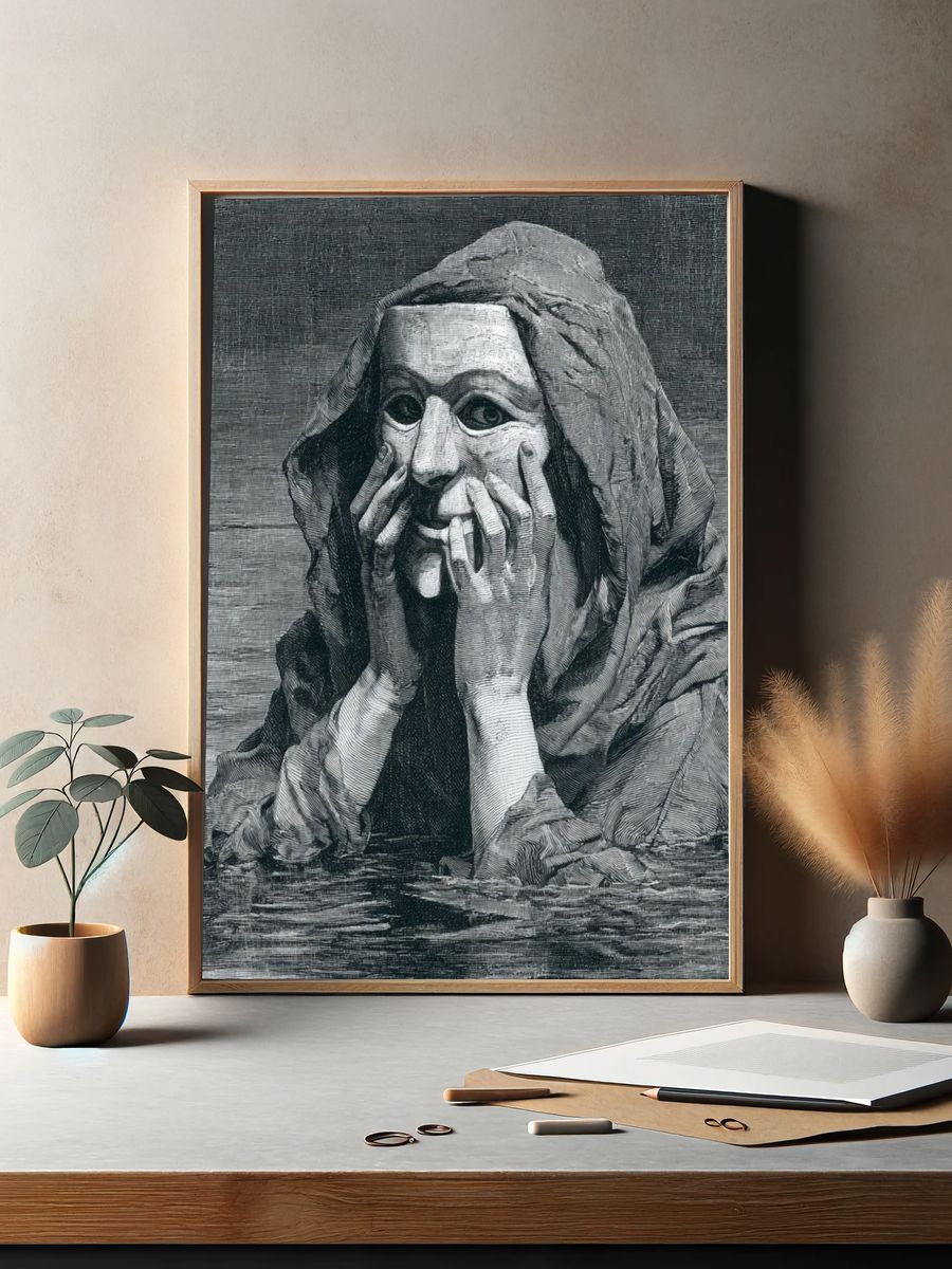 Mourning Figure Engraving Poster. — room view 2