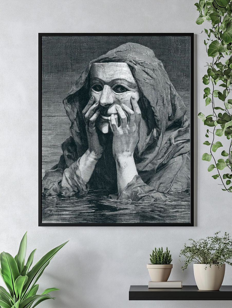 Mourning Figure Engraving Poster. — room view 4
