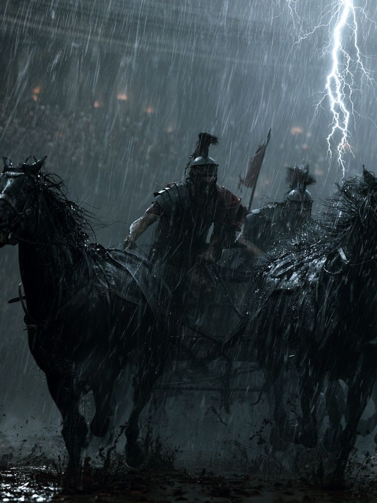 Stormy Roman Chariot Battle Print. poster — movies art