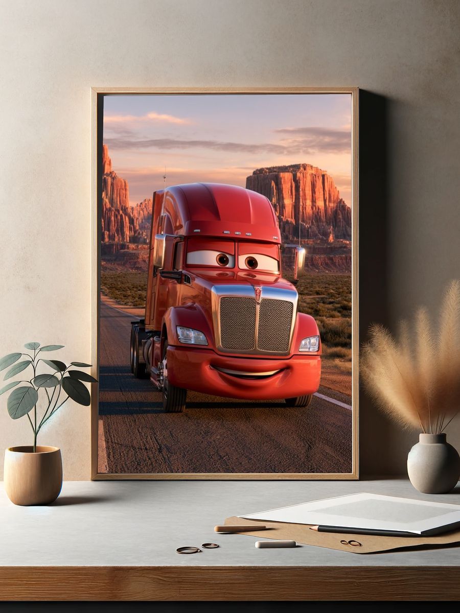 Lightning McQueen Desert Road Poster. — room view 2
