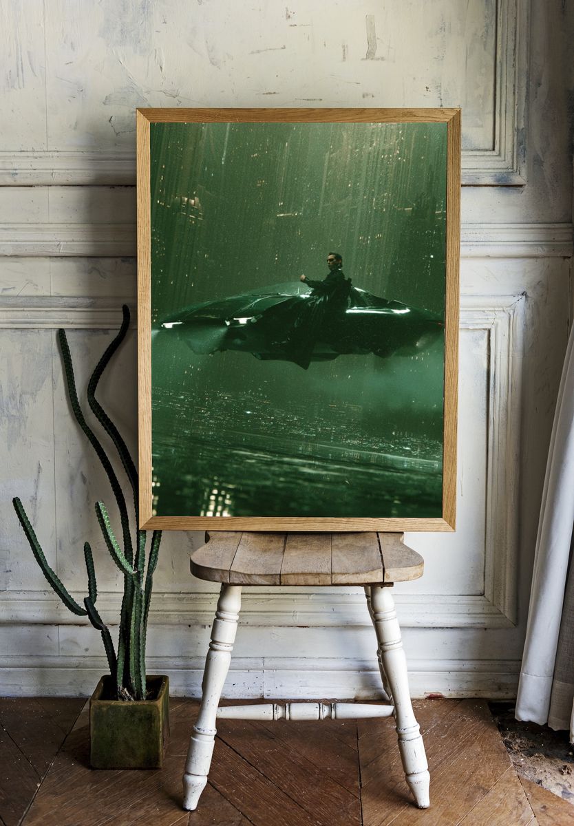Neo-Noir Hovercar Cityscape Poster. room preview