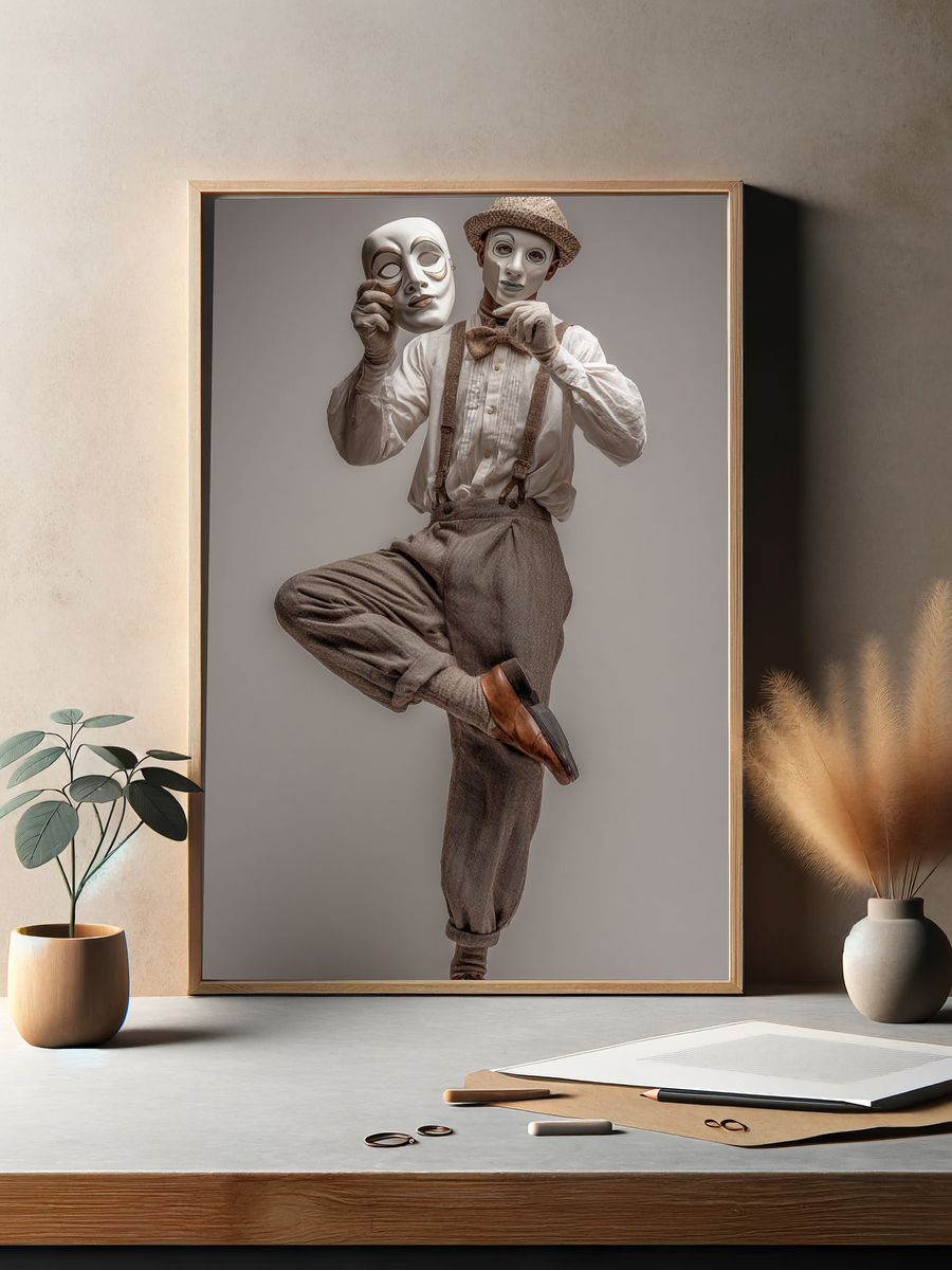 Masked Dancer Portrait Print. — room view 2