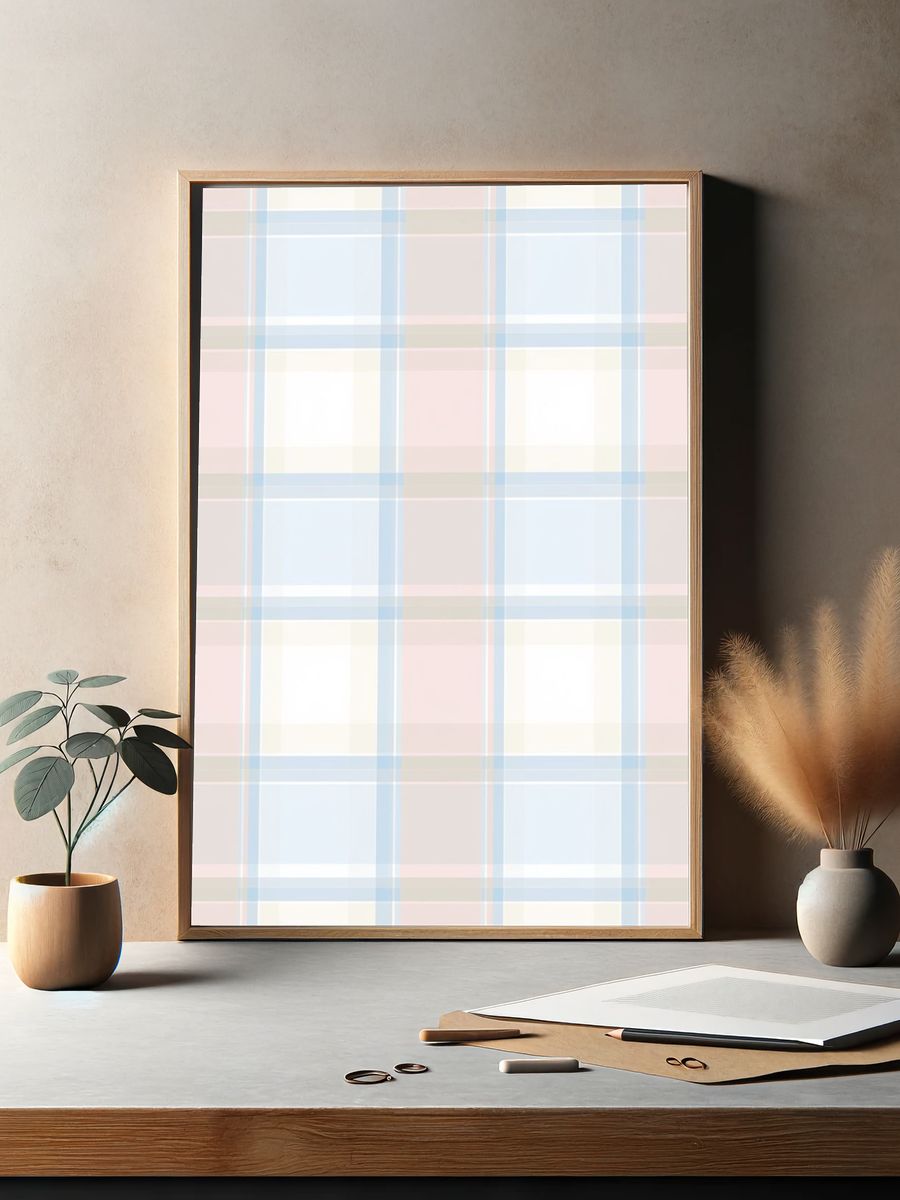 Pastel Plaid Minimalist Print. — room view 2