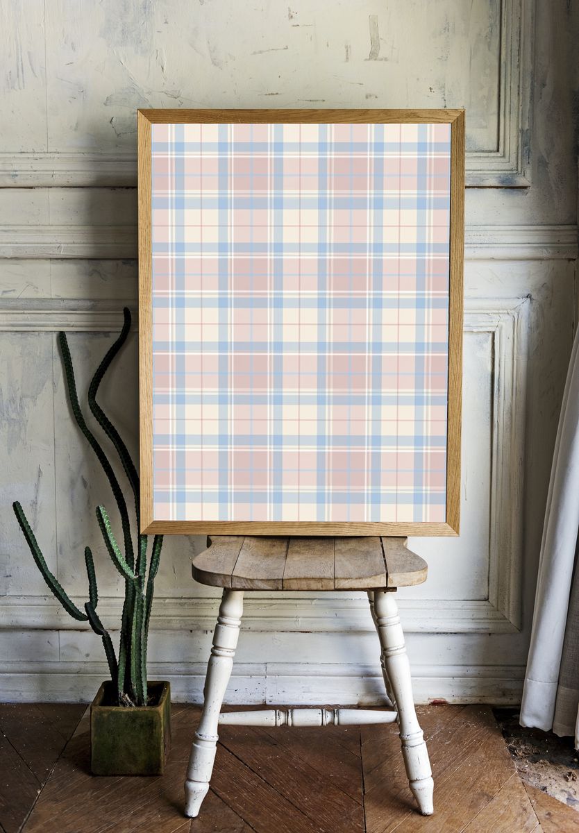 Pastel Plaid Pattern Print. room preview