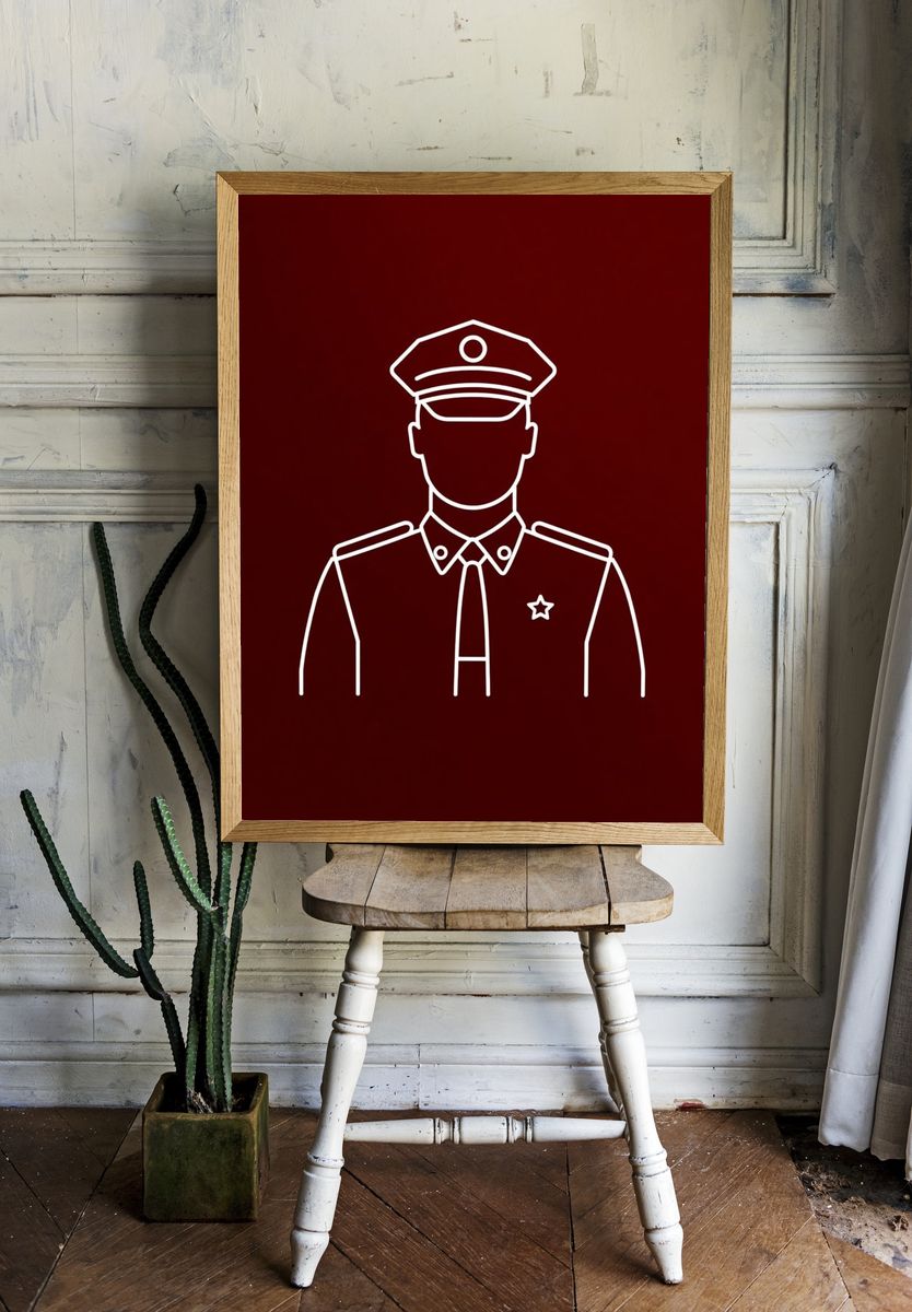Minimal Police Officer Line Art Poster room preview