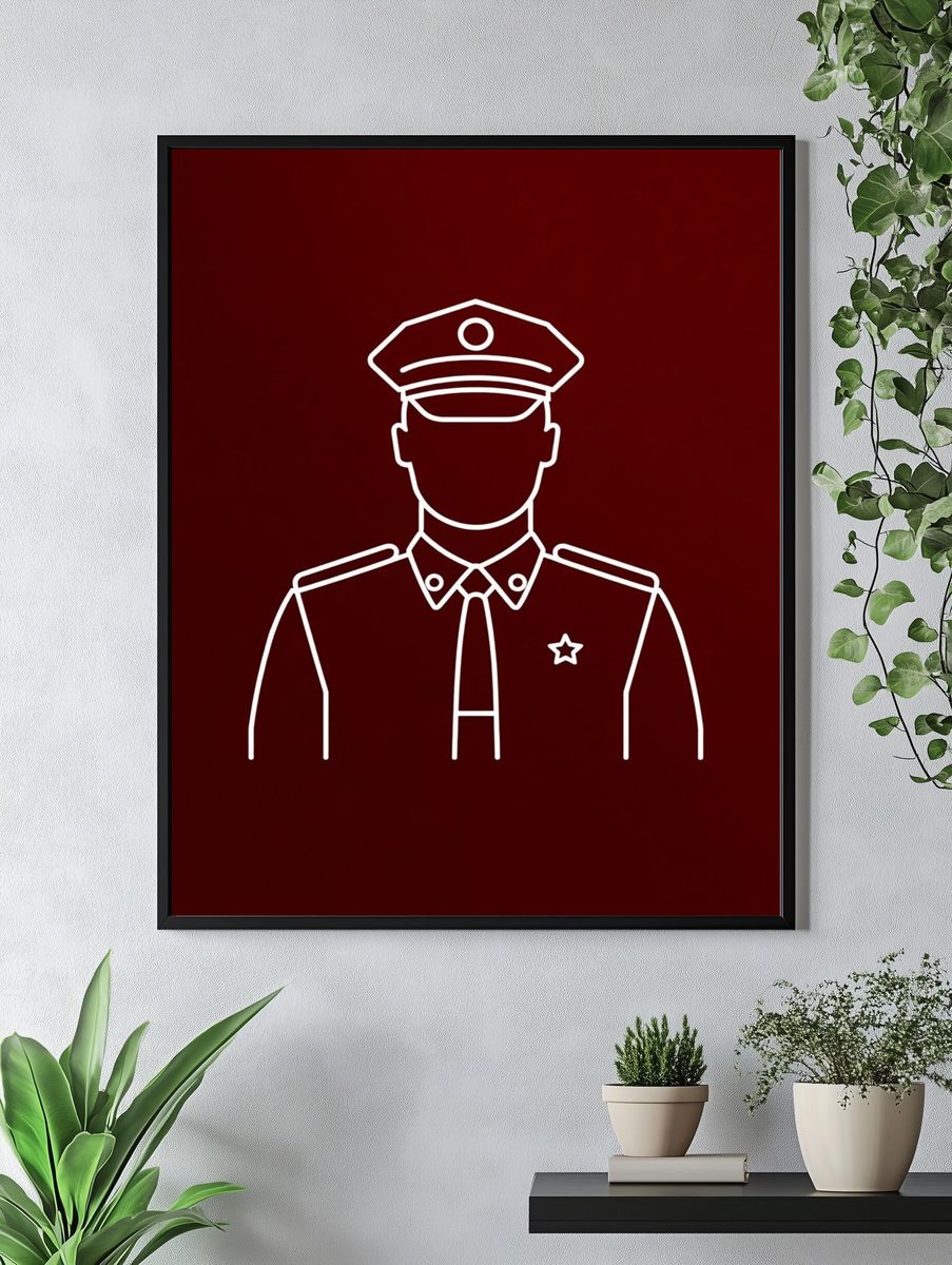 Minimal Police Officer Line Art Poster. — room view 4