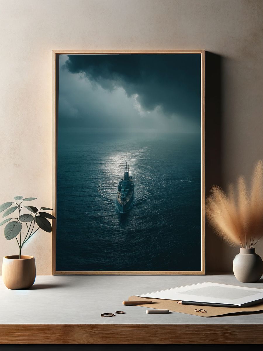 Mysterious Ship at Sea — Photography Print. — room view 2