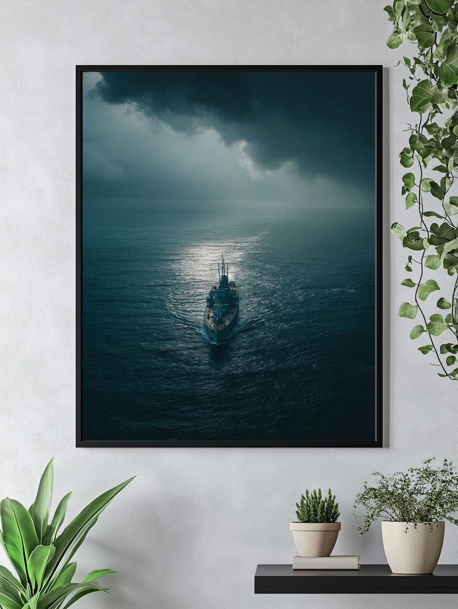 Mysterious Ship at Sea — Photography Print. — room view 4