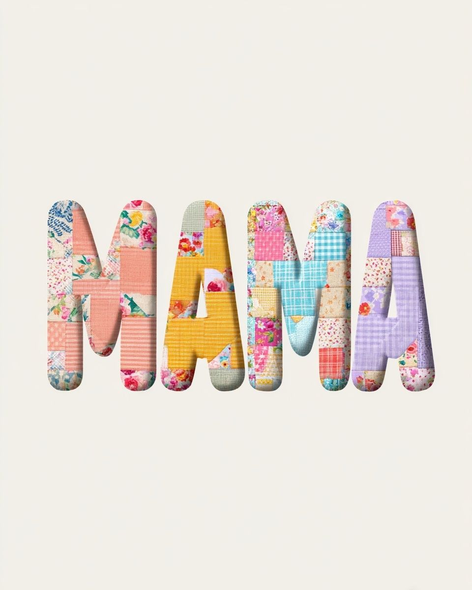Mama Patchwork Typography Poster. poster detail