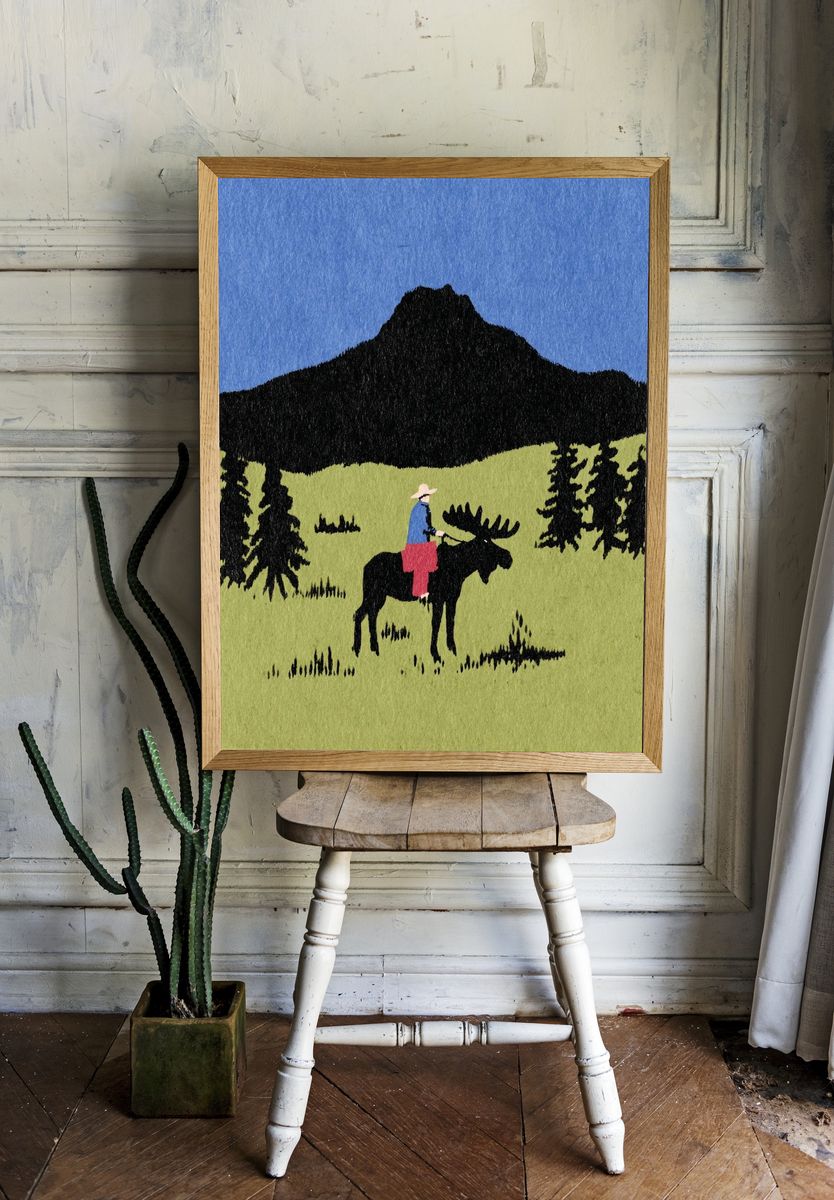 Moose Rider — Illustration Print. — room view 1