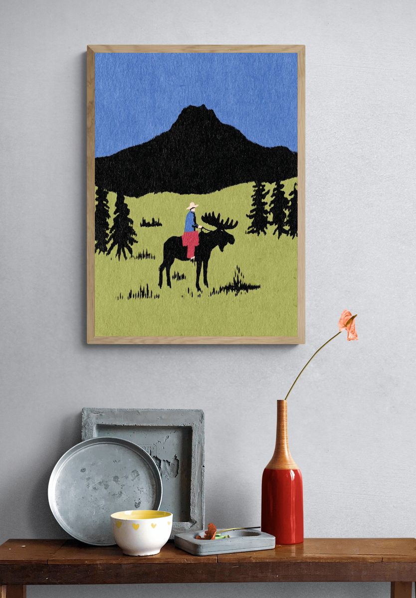 Moose Rider — Illustration Print. — room view 3
